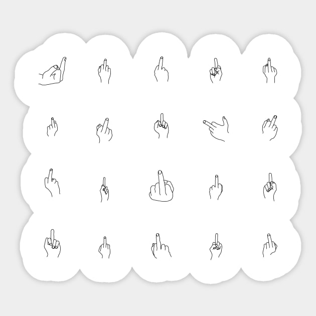 Black Middle Fingers Sticker by ClarkStreetPress